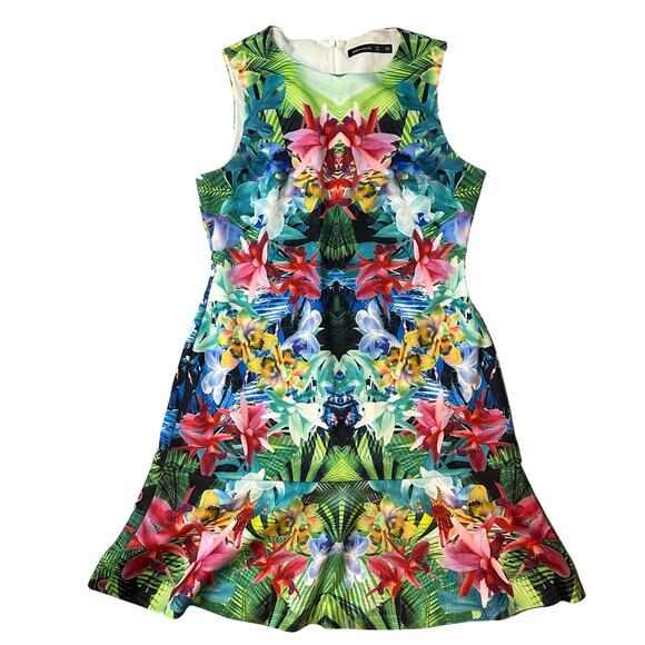 Karen Millen Dresses & Skirts - Karen Millen Multicolored, Tropical Print, Sleeveless, Ruffled Hem, Dress- 12